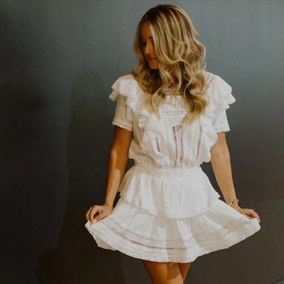 White Ruffled Mini Dress (M) - Picture 3 of 4